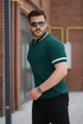 Erkek Yaka Ve Kolları çizgi Detaylı Fermuarlı Kısa Kollu T-shirt resmi